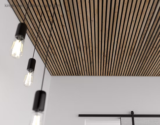 Kusrustic 木材ベニヤ PET MDF スラット壁パネル PET 木材複合音響パネル