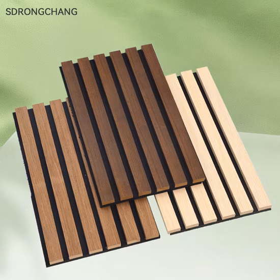 3D Exhibition Soundproofing Wooden Slats Wall Covering MDF Wood Veneer Pet Acoustic Panel